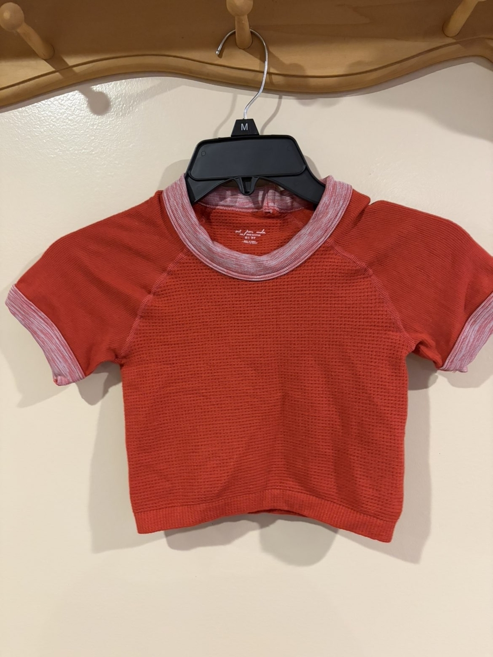 Juniors Short-Sleeve Red Tee with Heathered Trim - Brand: